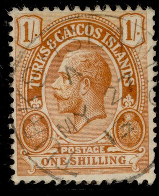 turks-caicos-islands-gv-sg137-1s-brown-orange-very-fine-used-cds