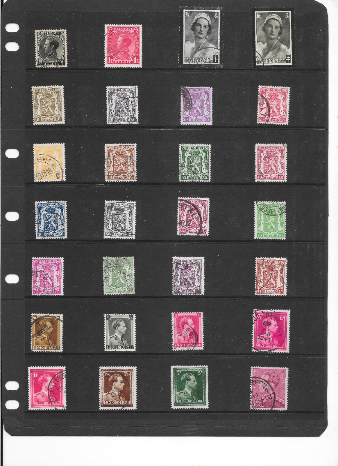 belgium-selection-of-28-used-stamps-1935-45