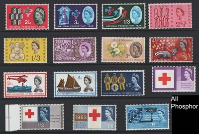 gb-1962-npy-and-then-the-6x-1963-phosphor-commem-sets-vf-mint-sg631p-645p