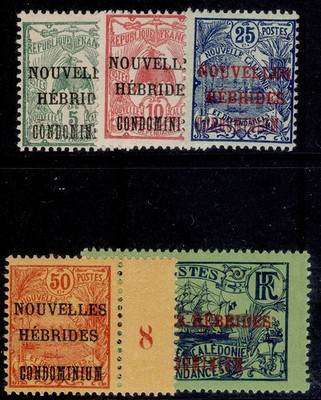 new-hebrides-gv-sg-f6-f10-1910-11-complete-set-lh-mint-cat-50