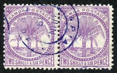 samoa-sg26-1886-palm-trees-2s6d-reddish-lilac-wmk-4a-perf-12-5-fine-used-pair