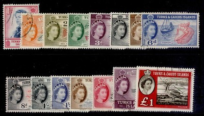 turks-caicos-qeii-sg237-250-253-1957-complete-set-fine-used-cat-55