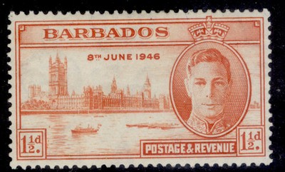 barbados-gvi-sg262a-1d-red-orange-m-mint-cat-45-two-flags-on-tug