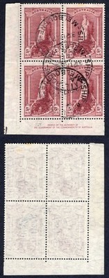 australia-sg176a-5-robes-thin-paper-imprint-block-cds-used