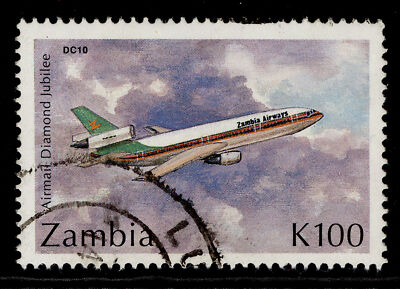 zambia-qeii-sg707-1992-100k-douglas-dc-10-fine-used