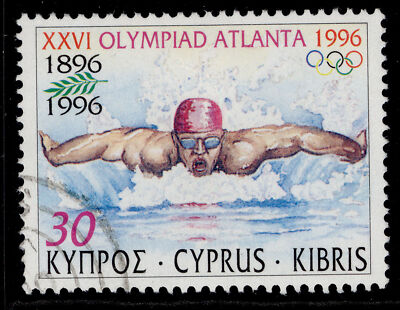 cyprus-qeii-sg909-1996-30c-swimming-fine-used