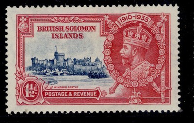 british-solomon-islands-gv-sg53f-1d-diagonal-line-by-turret-m-mint-cat-90