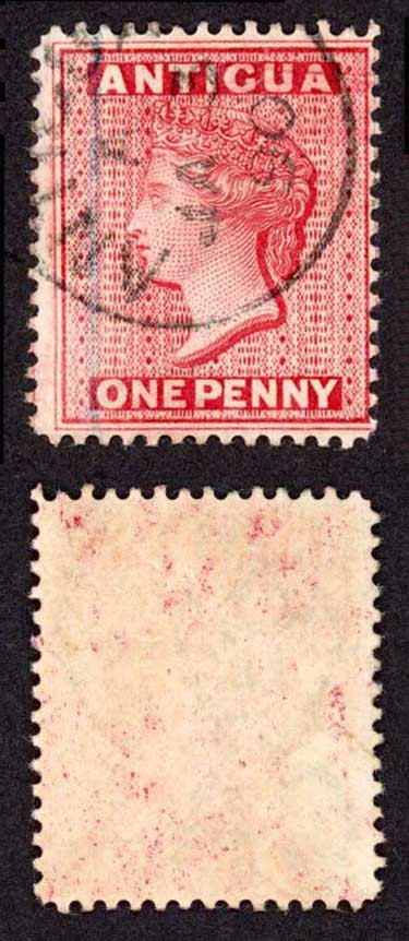 antigua-sg26-1d-rose-wmk-crown-ca-perf-14-cat-12-pounds