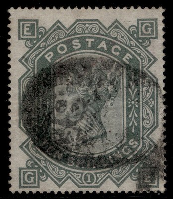gb-qv-sg128-scarce-10s-greenish-grey-wmk-maltese-cross-used-cat-2250-ge