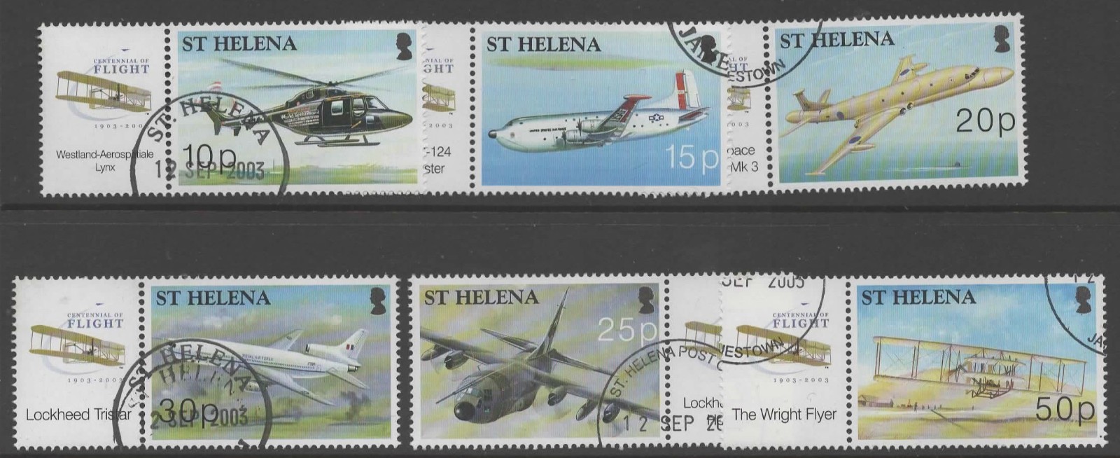 st-helena-sg905-10-2003-centenary-of-powered-flight-used
