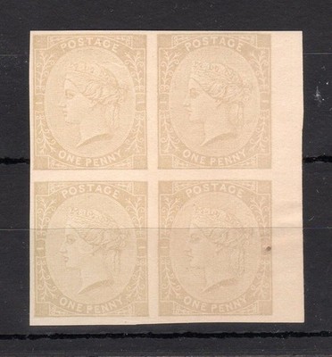 1880-perkins-bacon-1d-tender-essay-block-of-4-without-gum-offset-on-reverse