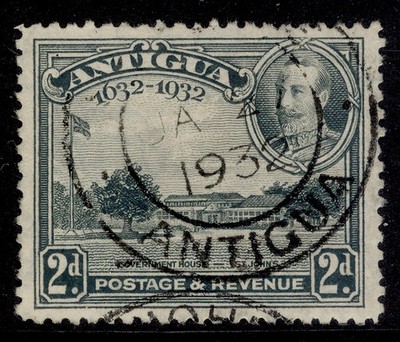 antigua-gv-sg84-2d-grey-very-fine-used-cat-27-cds