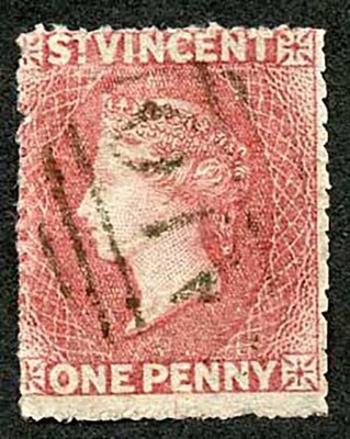 st-vincent-sg1-1861-1d-rose-red-no-wmk-rough-to-intermediate-perf-14-to-16