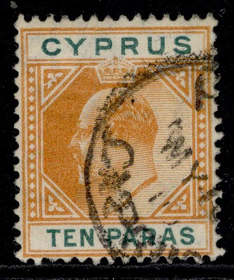 cyprus-edvii-sg61c-10pa-orange-green-fine-used-cat-80-broken-left-triangle
