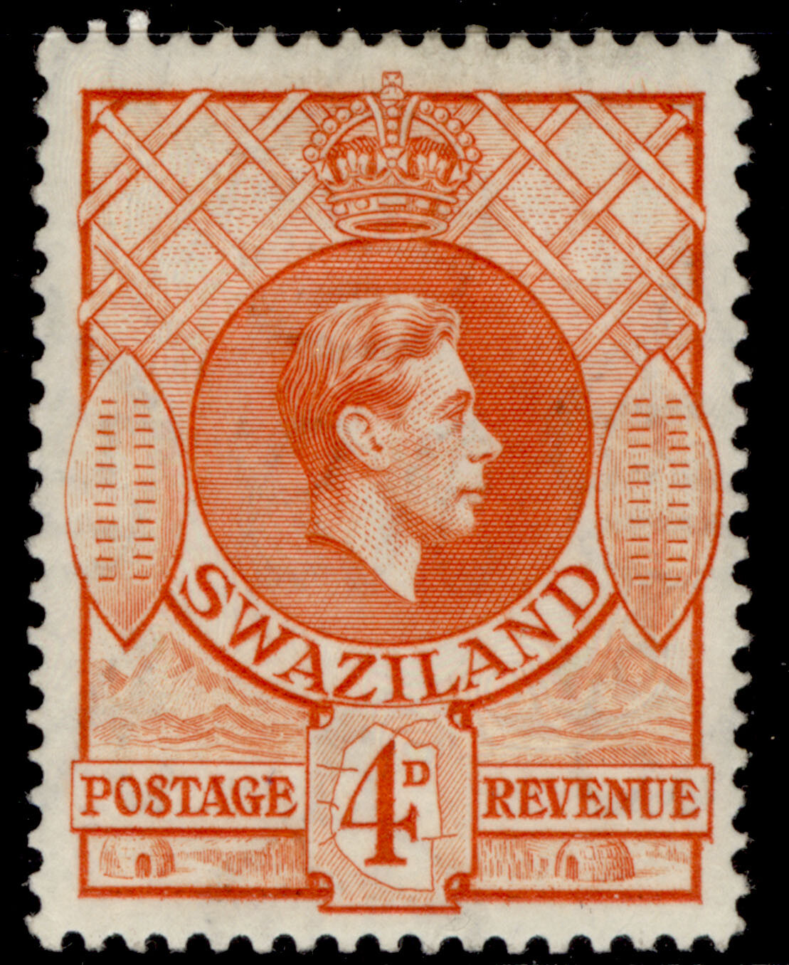 swaziland-gvi-sg33-4d-orange-m-mint-cat-14-perf-13-x-13