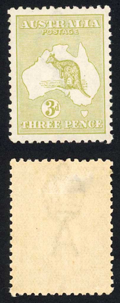 australia-sg37-3d-yellow-olive-kangaroo-die-i-wmk-3rd-m-m