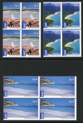 australia-sg3426-8-2010-beaches-international-stamps-set-of-3-in-blocks-u-m