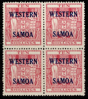 samoa-qeii-sg233-10s-carmine-lake-nh-mint-cat-48-block-x4