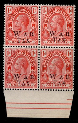 turks-caicos-islands-gv-sg150-1d-scarlet-nh-mint-block