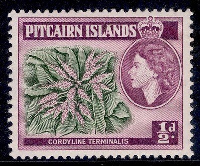 pitcairn-islands-qeii-sg33-d-green-reddish-purple-nh-mint