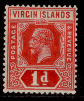 british-virgin-islands-gv-sg81-1d-scarlet-dp-carmine-die-ii-wmk-script-lh-mint
