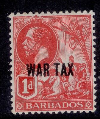 barbados-gv-sg198-1d-pale-red-thicker-bluish-paper-nh-mint-cat-12