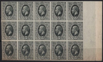 gb-1912-1d-ideal-stamp-in-black-imperf-marginal-blk-of-15-unused-nice