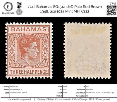 7742-bahamas-sg151a-1d-pale-red-brown-1948-sc-102a-mint-mh-c12