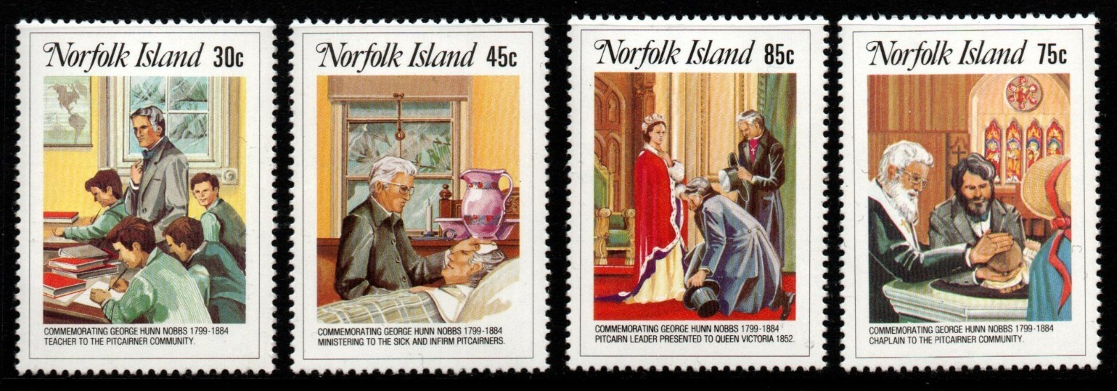 norfolk-island-sg352-5-1984-reverend-george-hunn-nobbs-mnh