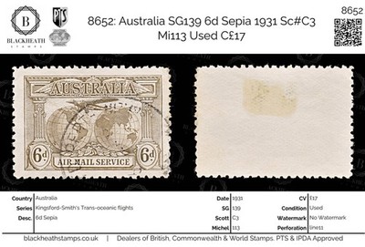 8652-australia-sg139-6d-sepia-1931-sc-c3-mi113-used-c17
