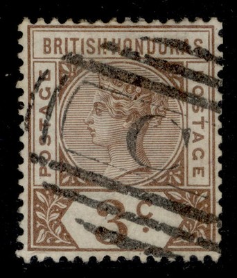 british-honduras-qv-sg53-3c-brown-fine-used