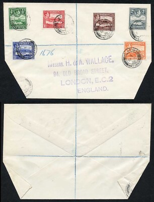 antigua-sg98-103-kgvi-part-set-on-cover-to-england