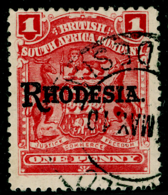 rhodesia-sg101-1d-carmine-rose-fine-used