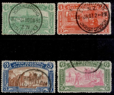 new-zealand-edvii-sg370-373-1906-nz-exhibition-christchurch-set-fu-cat-425