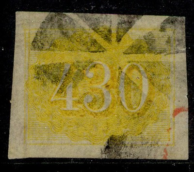 brazil-1861-430r-yellow-imperf-scott-40-used-cork-cancel-4-margins-cat-160