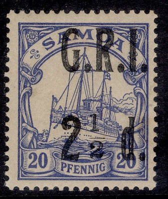 samoa-qv-sg104-2d-on-20pf-ultramarine-m-mint-cat-65