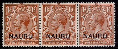 nauru-gv-sg3-1d-red-brown-nh-mint-cat-180-strip-x3