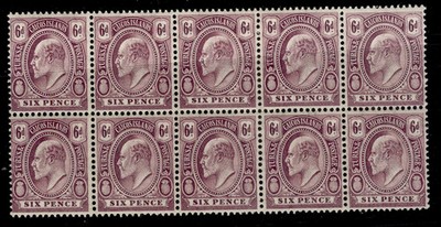 turks-caicos-islands-edvii-sg123-6d-purple-nh-mint-cat-70-block-x10