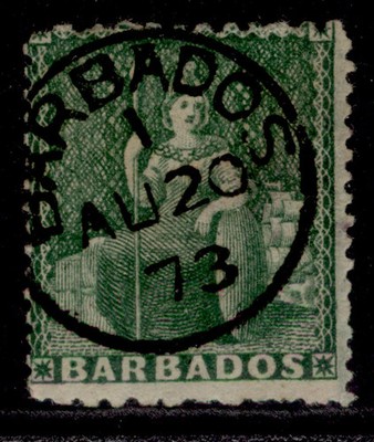 barbados-qv-sg56-d-green-fine-used-cat-65-cds