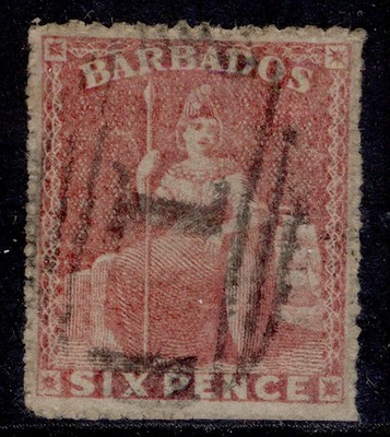barbados-qv-sg29-6d-rose-red-fine-used-cat-25