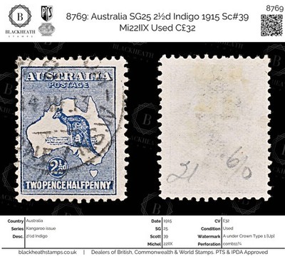 8769-australia-sg25-2d-indigo-1915-sc-39-mi22iix-used-c32