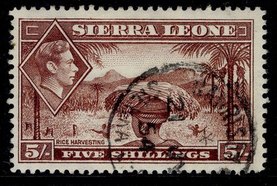 sierra-leone-gvi-sg198-5s-red-brown-fine-used-cat-18-cds-pmk