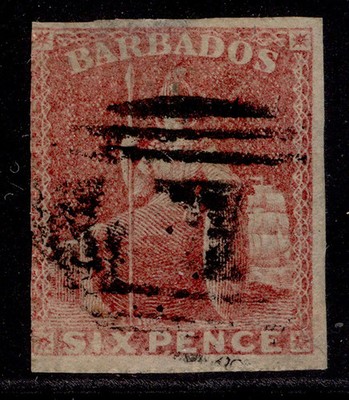 barbados-qv-sg29-6d-rose-red-used-cat-25