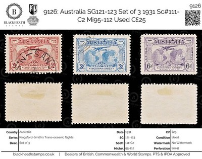 9126-australia-sg121-123-set-of-3-1931-sc-111-c2-mi95-112-used-c25
