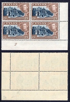 ceylon-sg392a-25c-wmk-upright-u-m-plate-block-of-4-cat-18-pounds