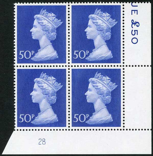 uc10-50p-deep-ultramarine-bradbury-paper-plate-28-block-of-four-u-m