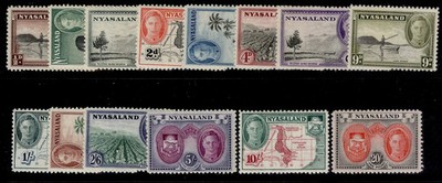 nyasaland-protectorate-gvi-sg144-157-1945-complete-set-nh-mint-cat-95