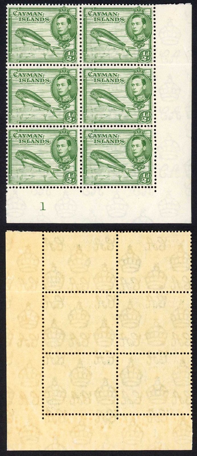 cayman-is-sg116-1-2d-green-perf-13-x-11-5-fine-u-m-plate-block-of-6