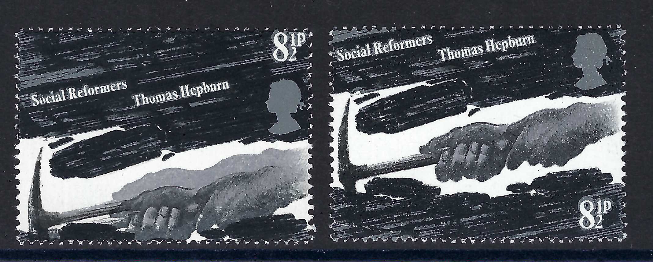 1976-social-reformers-8-5p-major-misperf-grey-colour-shift-error-double-error