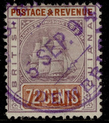 british-guiana-qv-sg203-72c-dull-purple-red-brown-fine-used-cat-60